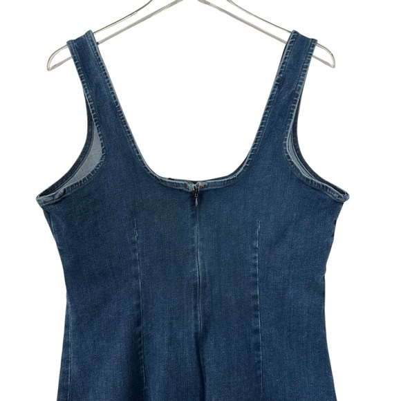 NWT Express 2024 Dark Wash Denim Scoop Neck Midi Sheath Dress Size L - Picture 8 of 10